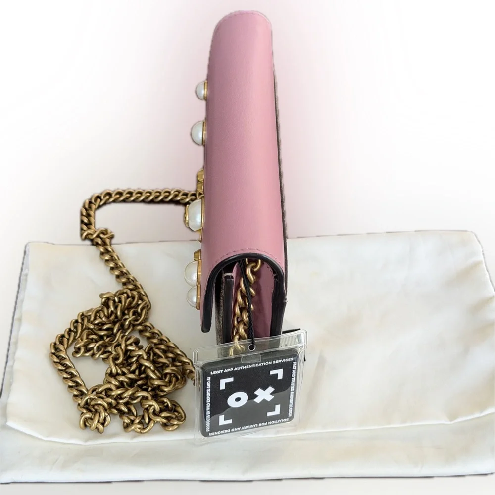 Gucci GG Supreme Pearl Peony WalletOn Chain. PRISTINE - Picture 10 of 16